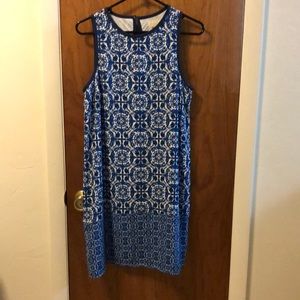 Classic blue and white shift dress